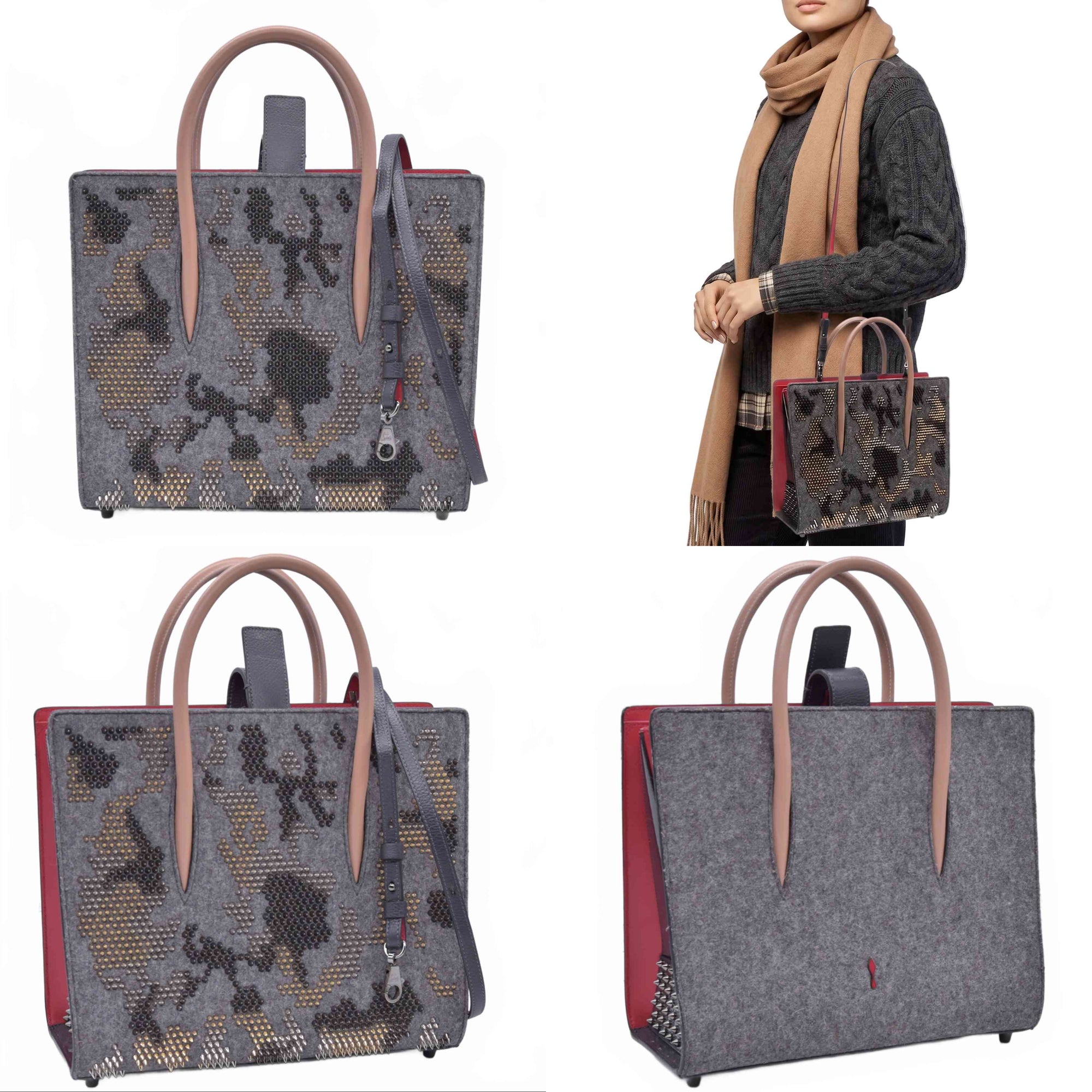 $3000 SPECIAL EDITION Christian Louboutin Felt Paloma Top Handle Bag