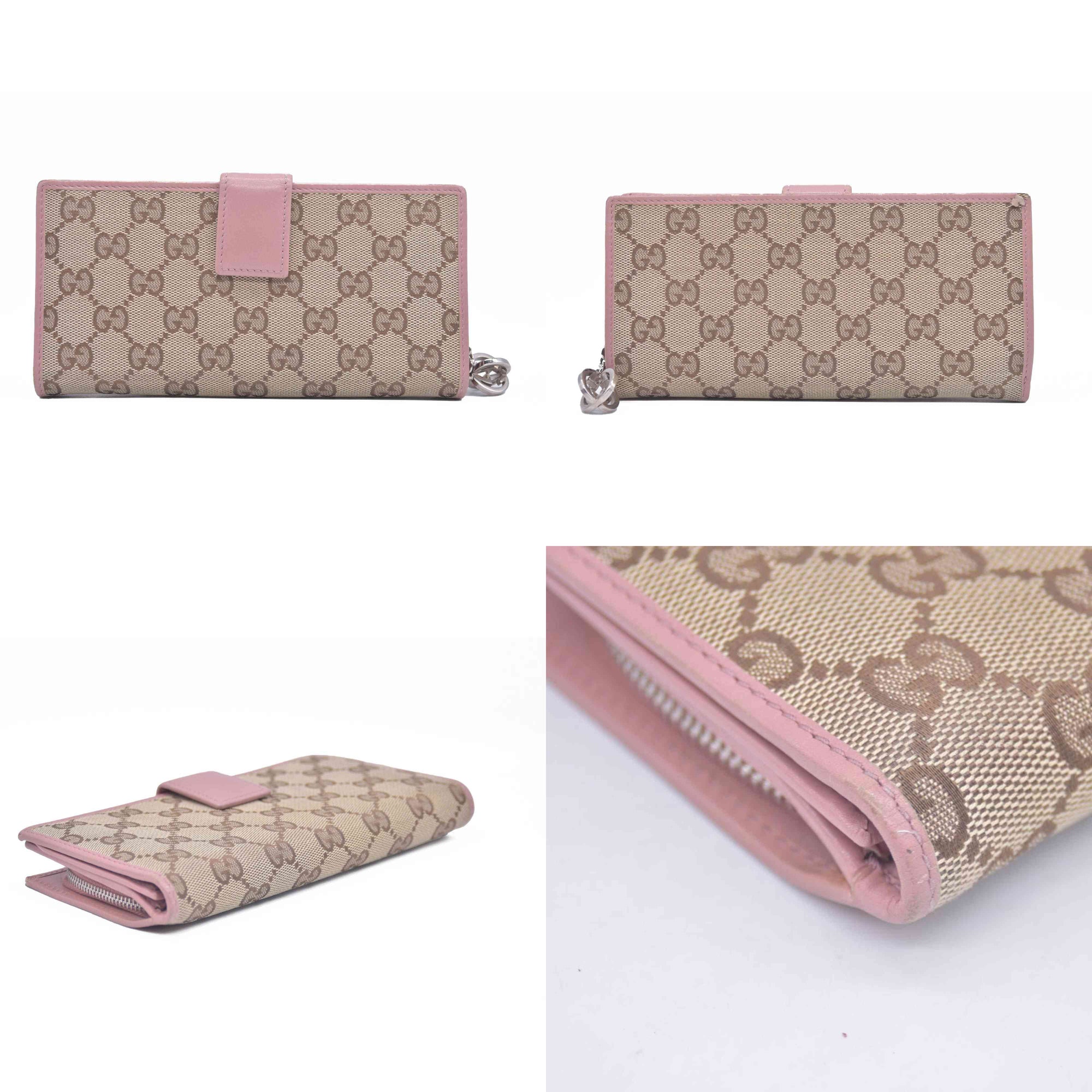$680 Gucci GG Canvas And Leather Interlocking G Long Wallet CONSIGNMENT