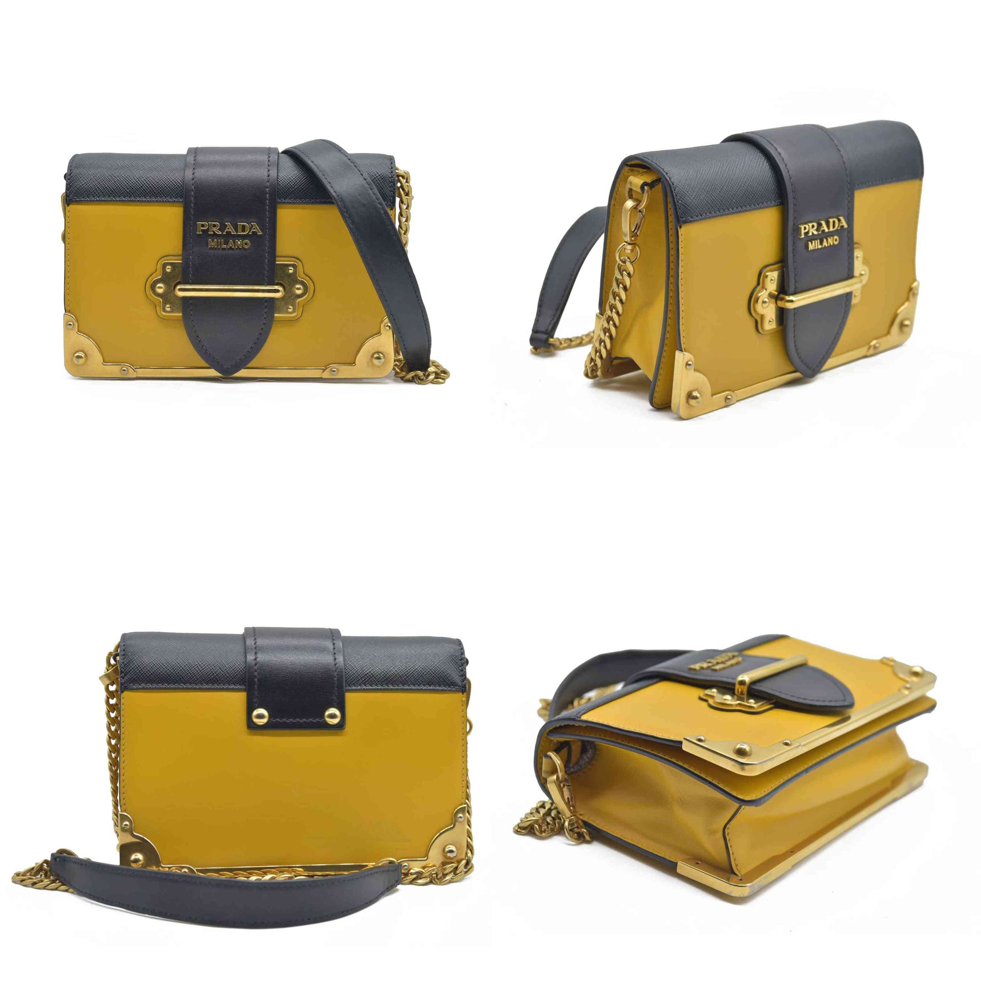 AUCTION $2710 Prada City Calf Saffiano Cahier Bag Soleil Black