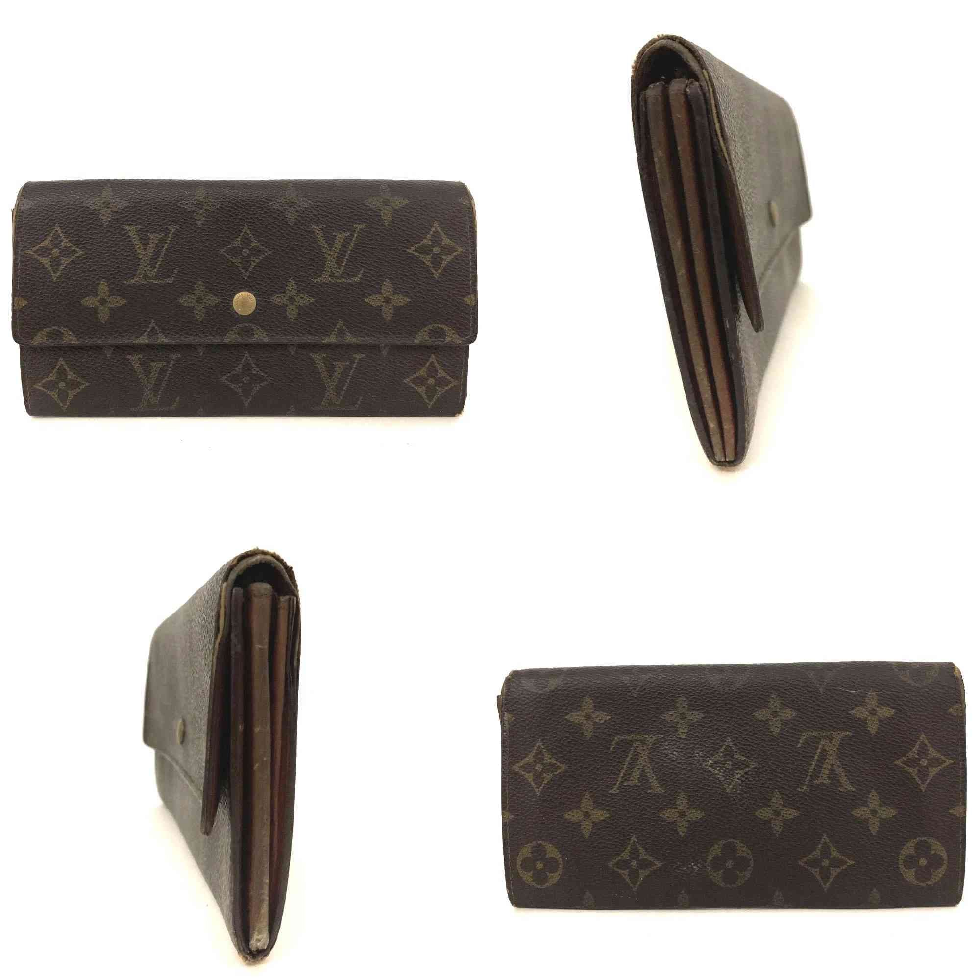 $725 1991 Louis Vuitton Monogram Portefeiulle Sarah Long Bifold Wallet Brown AN0941