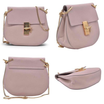 $1850 CHLOÉ Grainy Calfskin Small Drew Crossbody Shoulder Bag Pink CONSIGNMENT 10021507