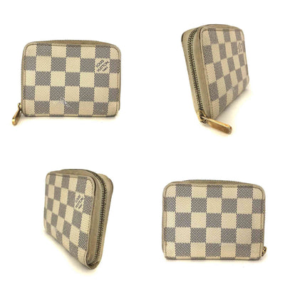 $560 Louis Vuitton Damier Azur Zippy Zip Coin Purse Wallet White SN1192