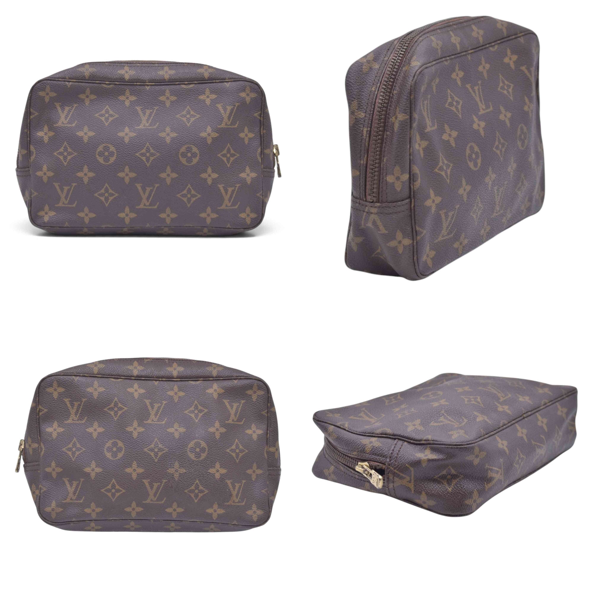 $520 1985 LOUIS VUITTON Monogram Trousse Toilette 23 Cosmetic Pouch Brown 855 CONSIGNMENT