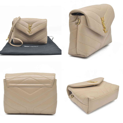 $1990 2021 SAINT LAURENT Calfskin Y Quilted Monogram Toy Loulou Crossbody Bag Beige