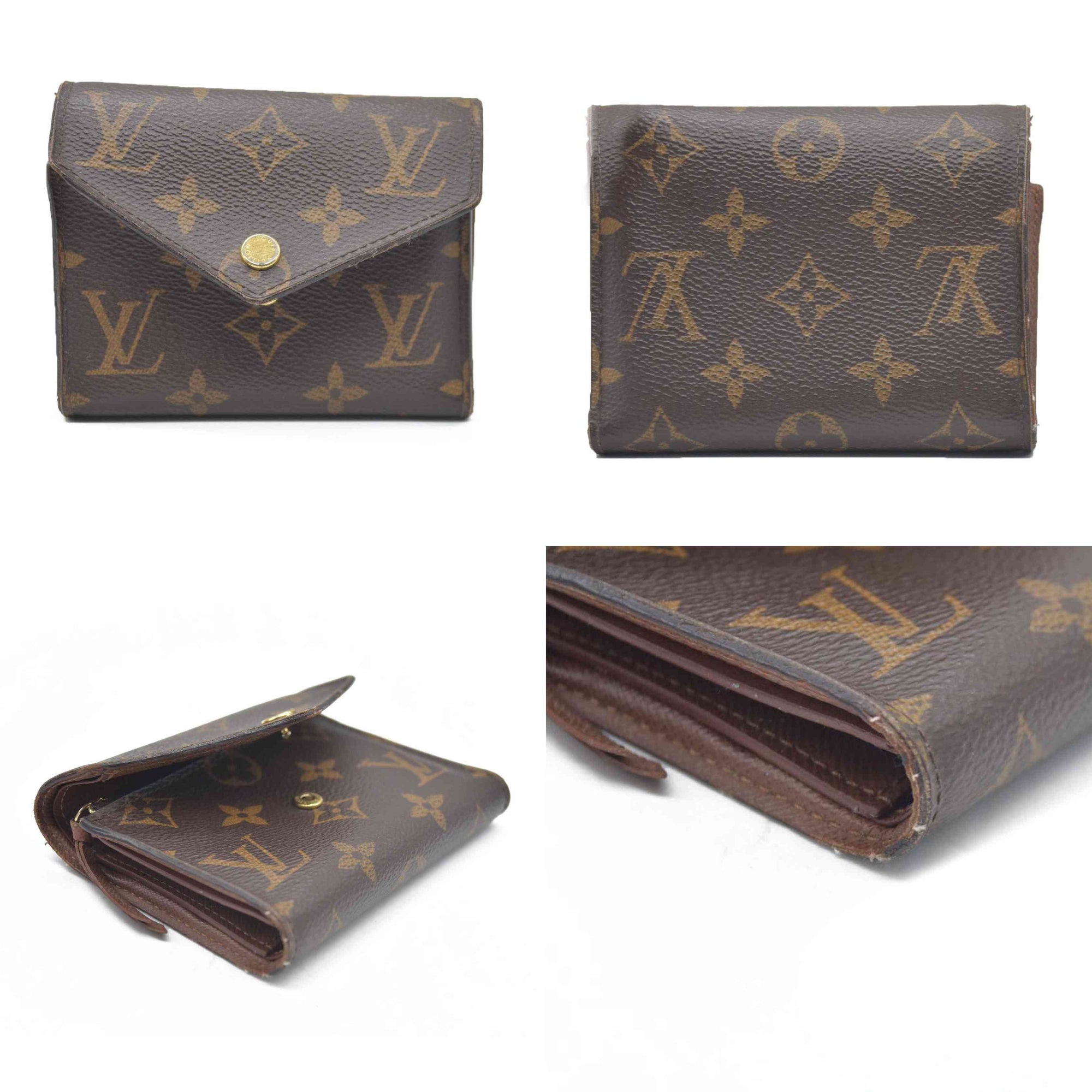 Louis Vuitton Monogram Portefeuille Victorine Trifold Wallet Brown