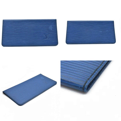 $745 Louis Vuitton Epi Agenda Poche Leather Pocket Notebook Cover Blue