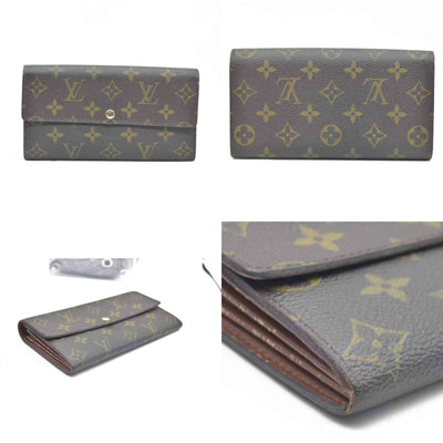 AUCTION $725 Louis Vuitton Monogram Portefeiulle Sarah Long Bifold Wallet Brown CA6008