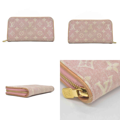 $1060 Louis Vuitton Denim Monogram Jacquard Zippy Wallet Pink