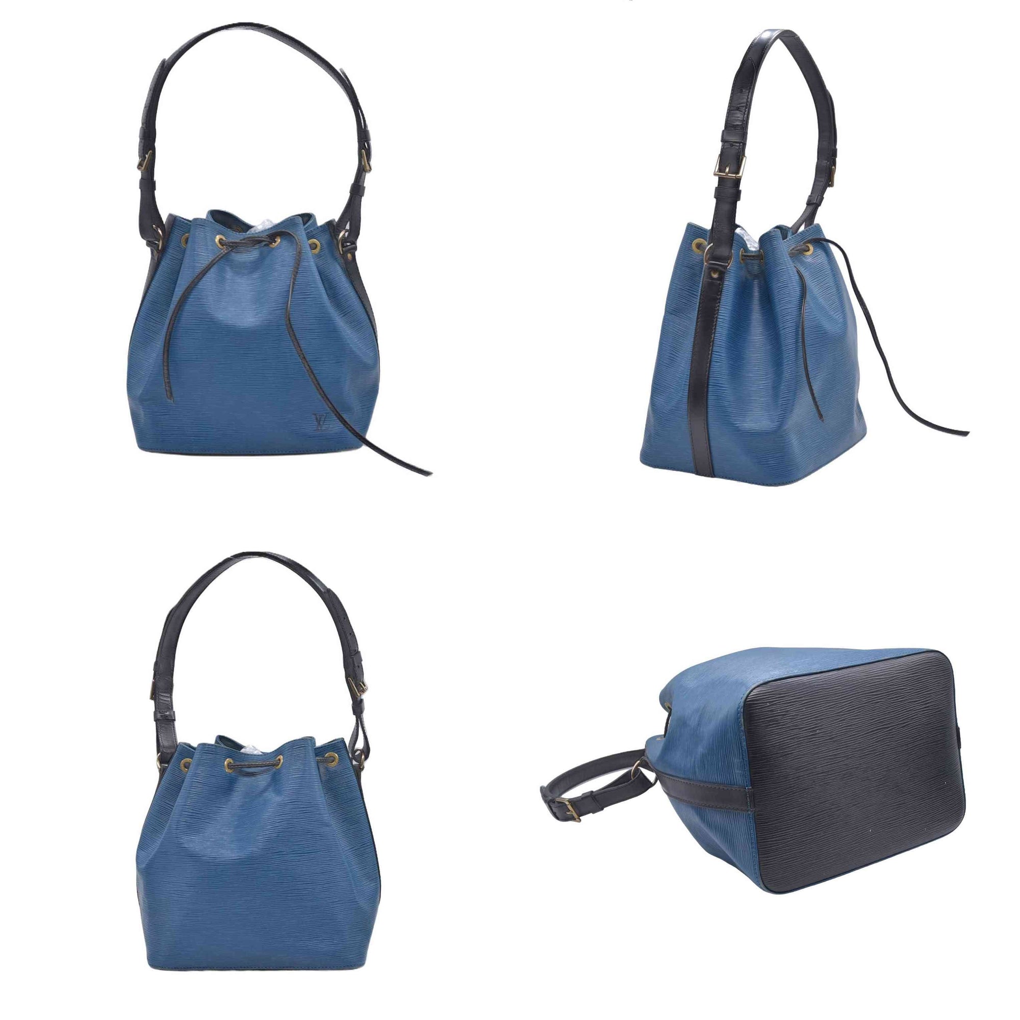$1430 Louis Vuitton Blue Black Epi Leather Petit Noe Bag CONSIGNMENT