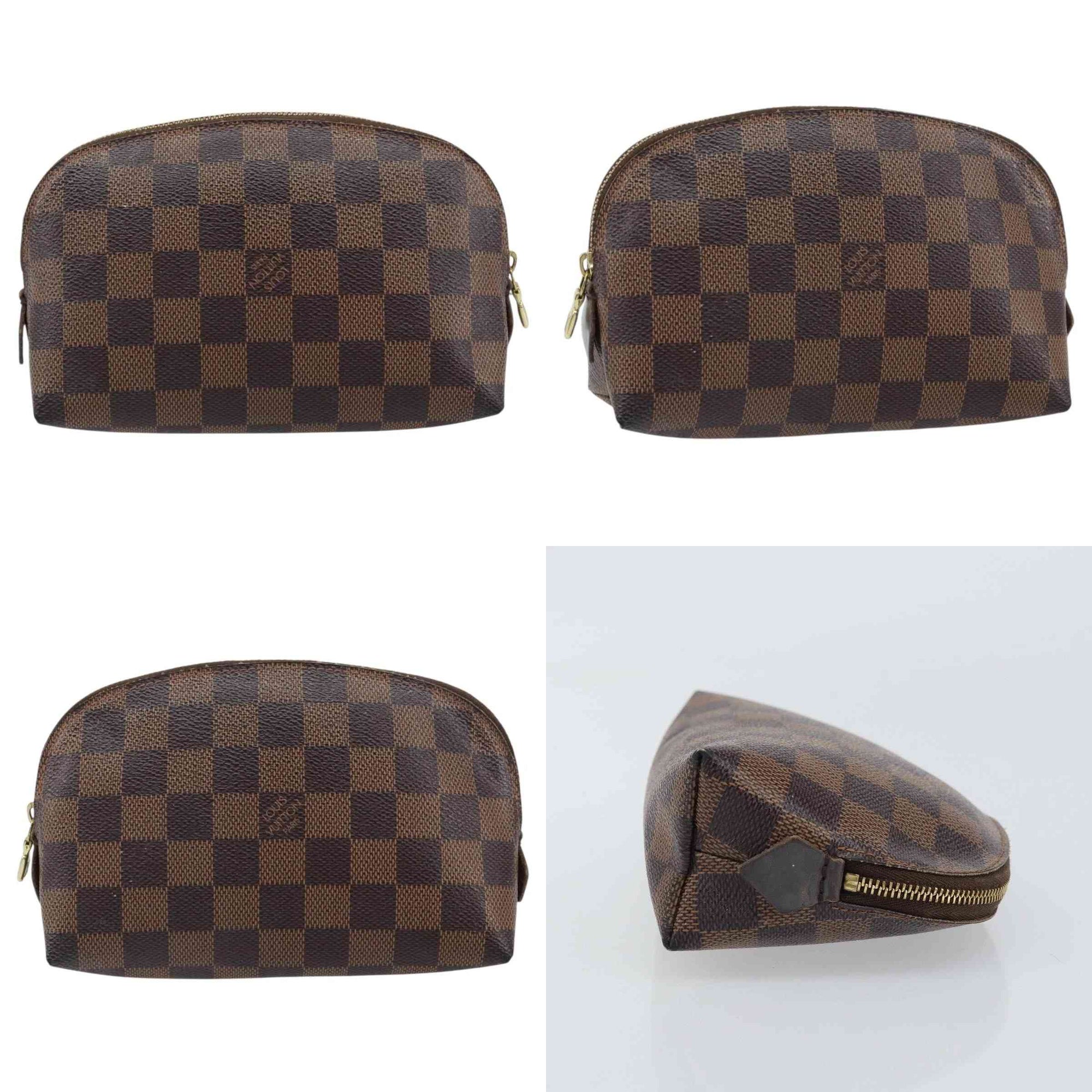 $600 2010 LOUIS VUITTON Damier Ebene Cosmetic Pouch CA4180