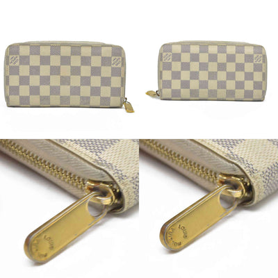 AUCTION $915 Louis Vuitton Damier Azur Zippy Zip Around Long Wallet Purse White CA1132