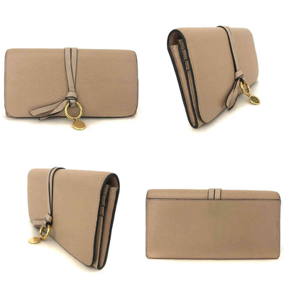 $535 Chloe Alphabet Leather Long Bifold Wallet Purse Beige