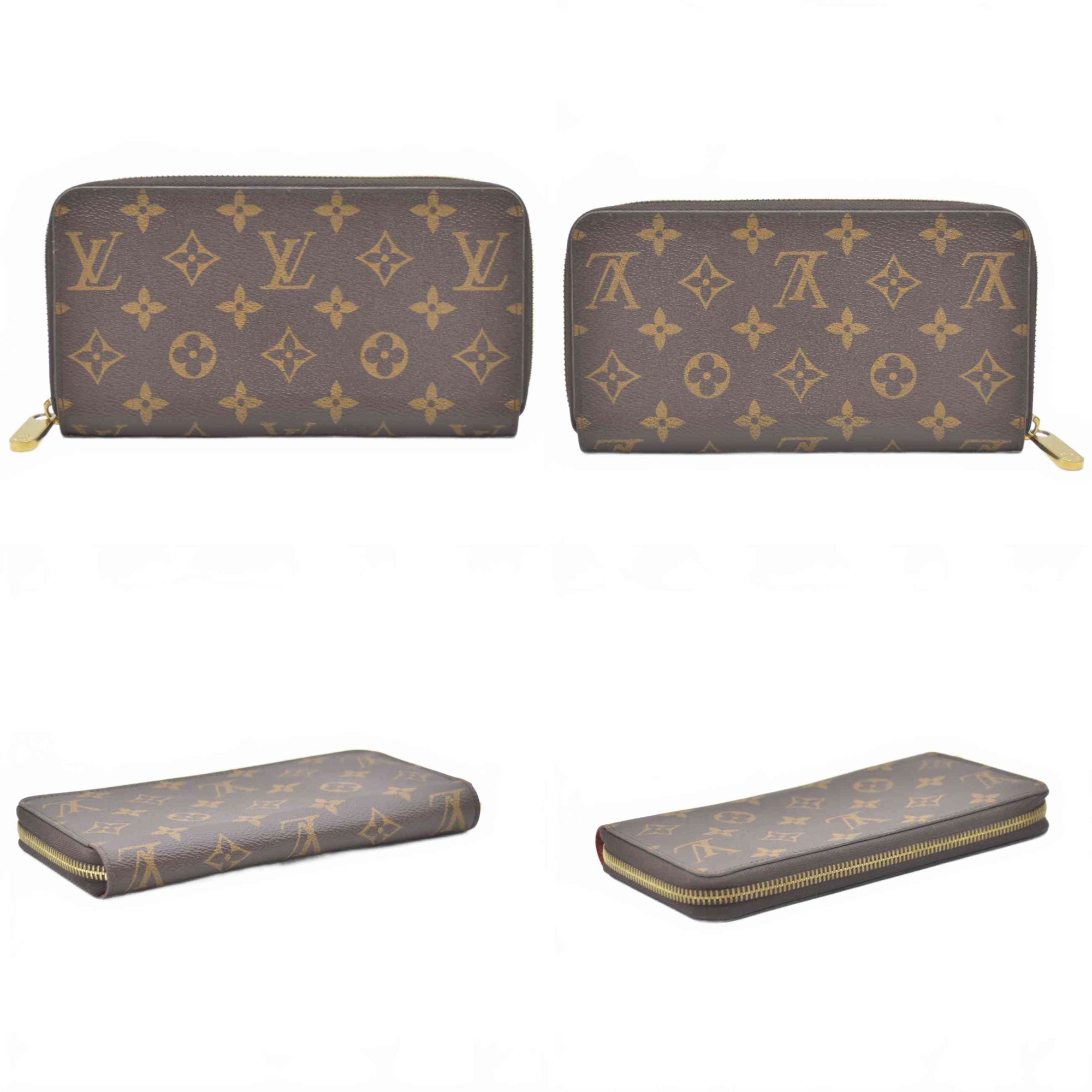 $960 RFID Louis Vuitton Monogram Zippy Wallet Coquelicot