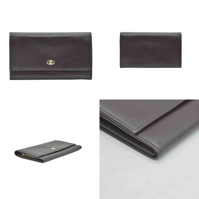 $990 Celine Vintage Bifold Kiss Lock Wallet Brown CONSIGNMENT