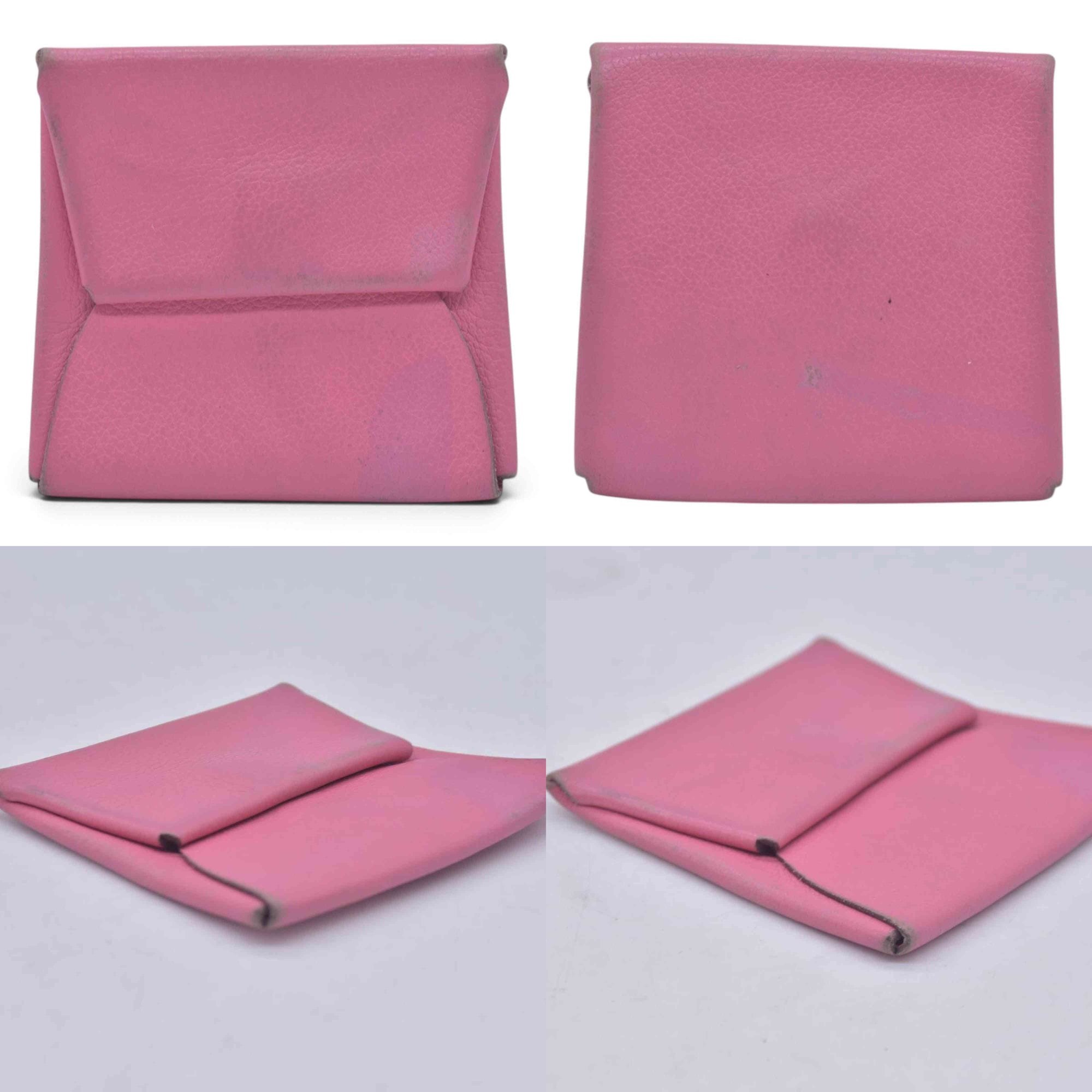 $320 HERMES Pink Leather Envelope Card Holder Pouch CONSIGNMENT 10021598