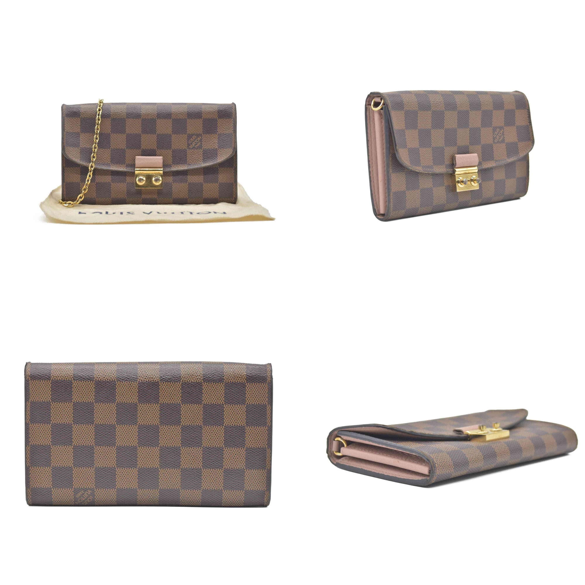 $1300 Louis Vuitton Damier Ebene Croisette Wallet on Chain