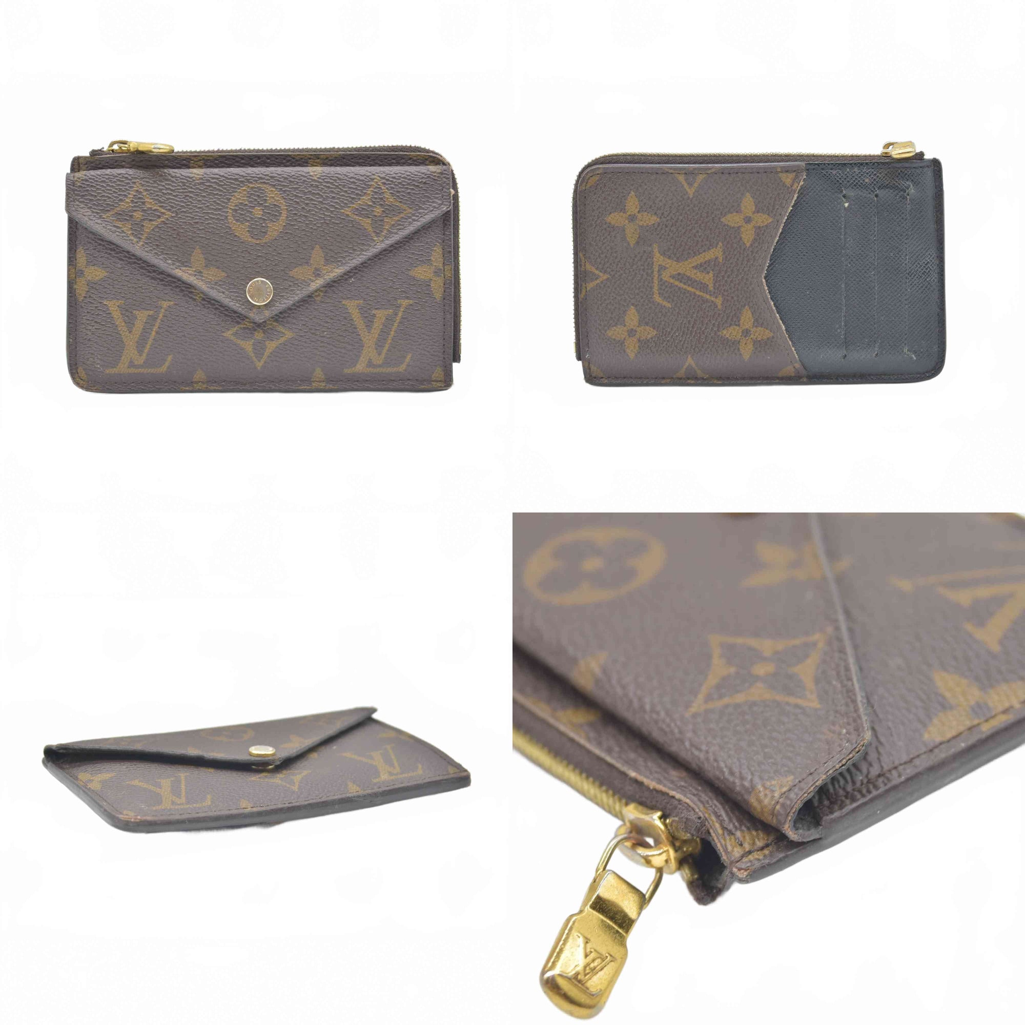 $675 Louis Vuitton  Monogram Recto Verso Card Holder Black RFID Missing Chain