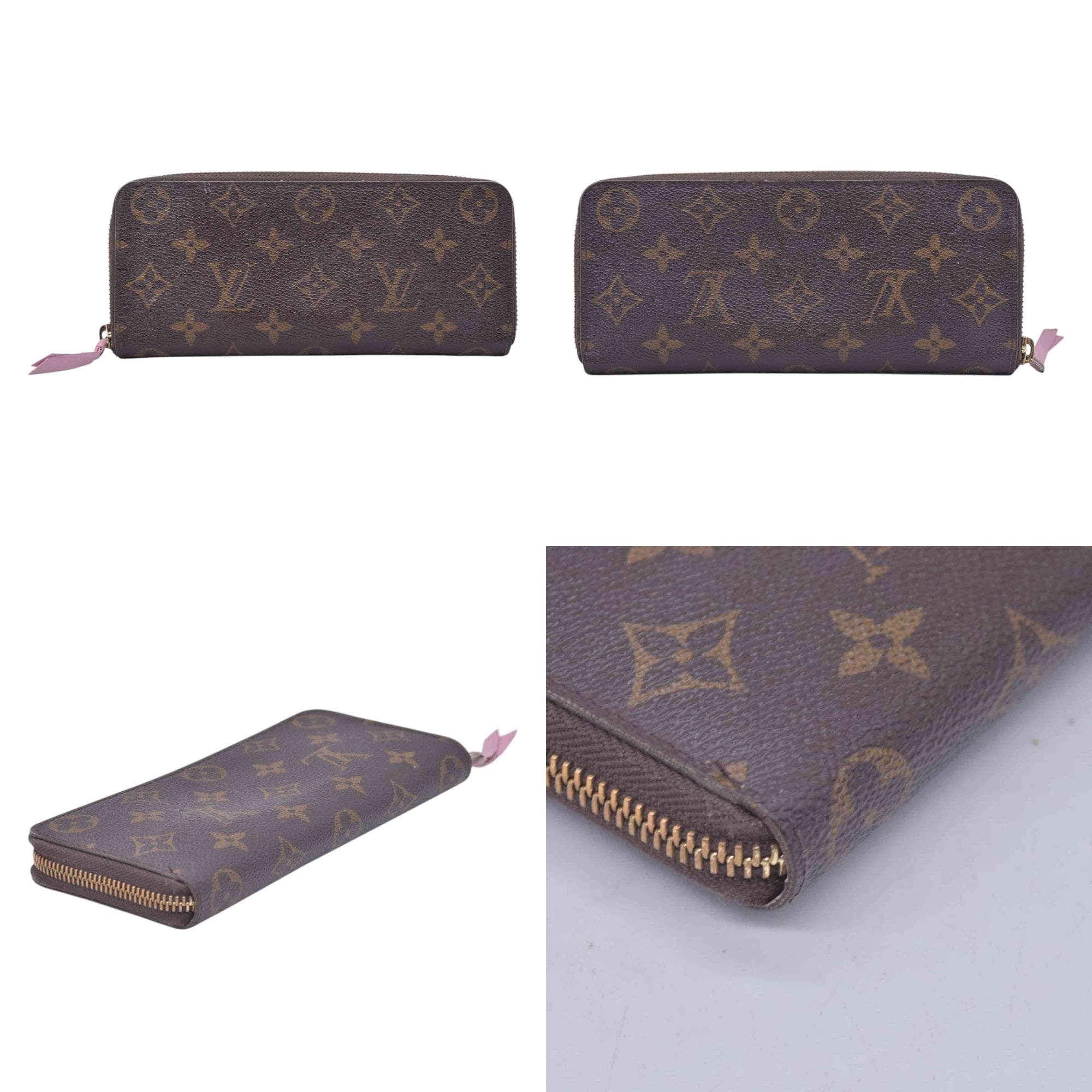 $570 2017 LOUIS VUITTON Monogram Clemence Long Wallet Rose SD3187 CONSIGNMENT 10021636