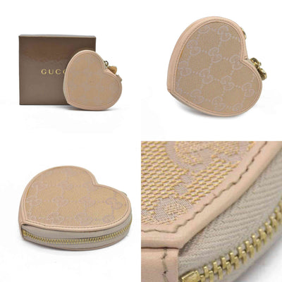 $480 Gucci GG Canvas Heart Coin Purse