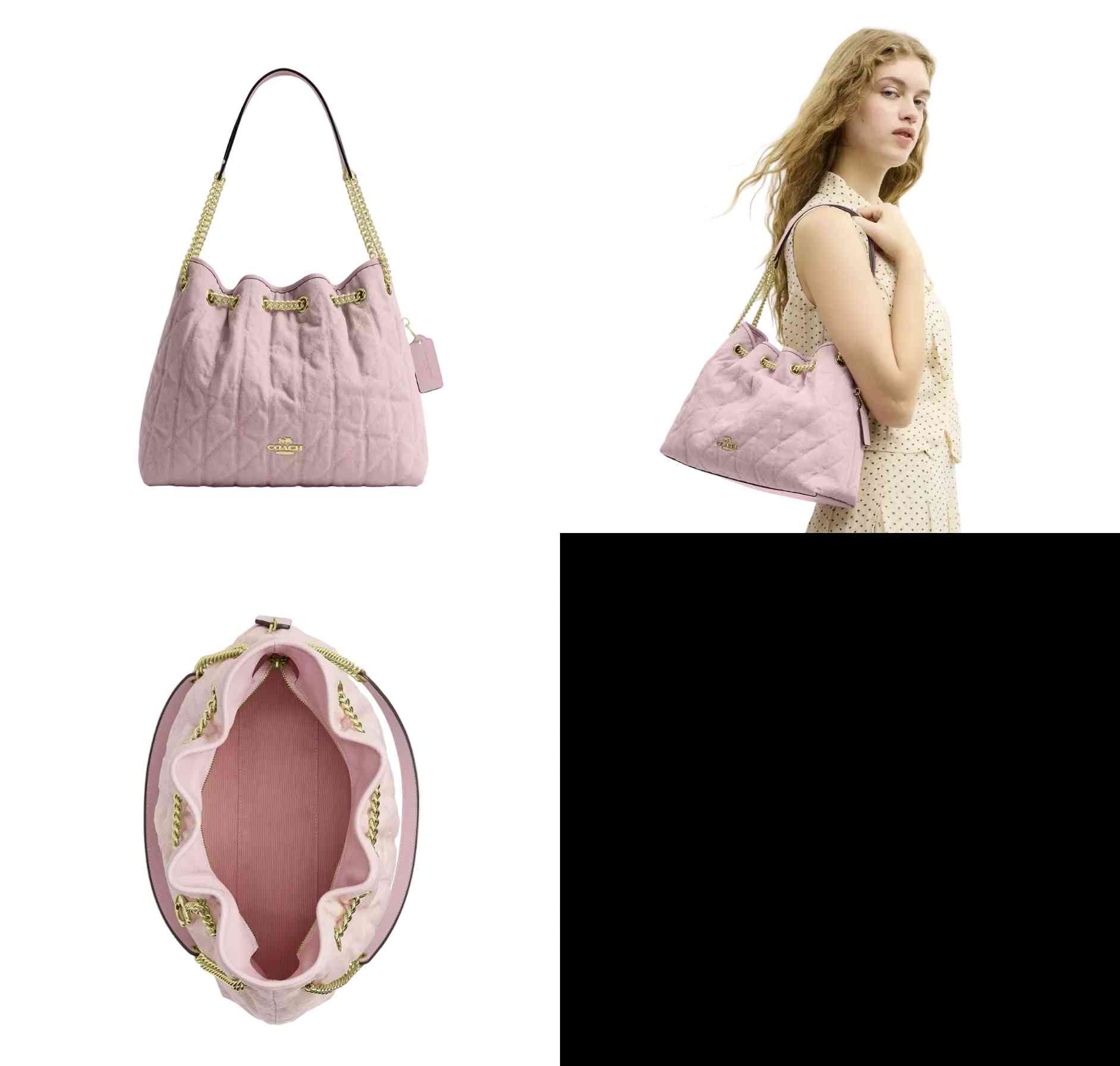 $375 NWT COACH Evelyn Shoulder Bag In Loved Denim With Quilting And Charm CONSIGNMENT