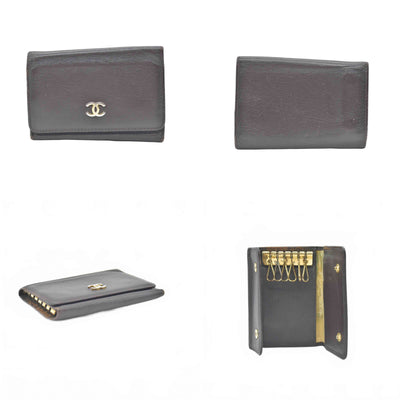 CHANEL COCO Mark Leather Key Case Key Holder Brown