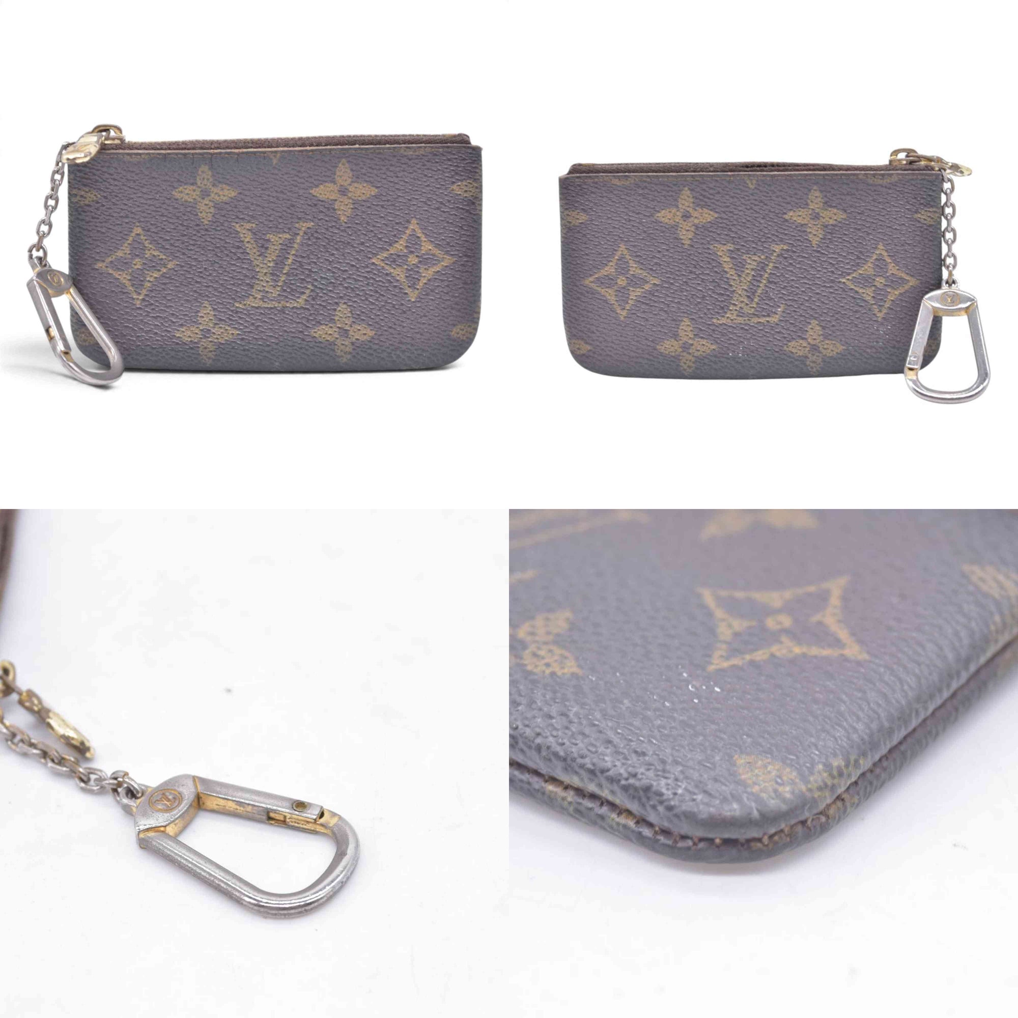 $355 DAMAGED 1990 LOUIS VUITTON Monogram Key Pouch Cles CONSIGNMENT 10021454