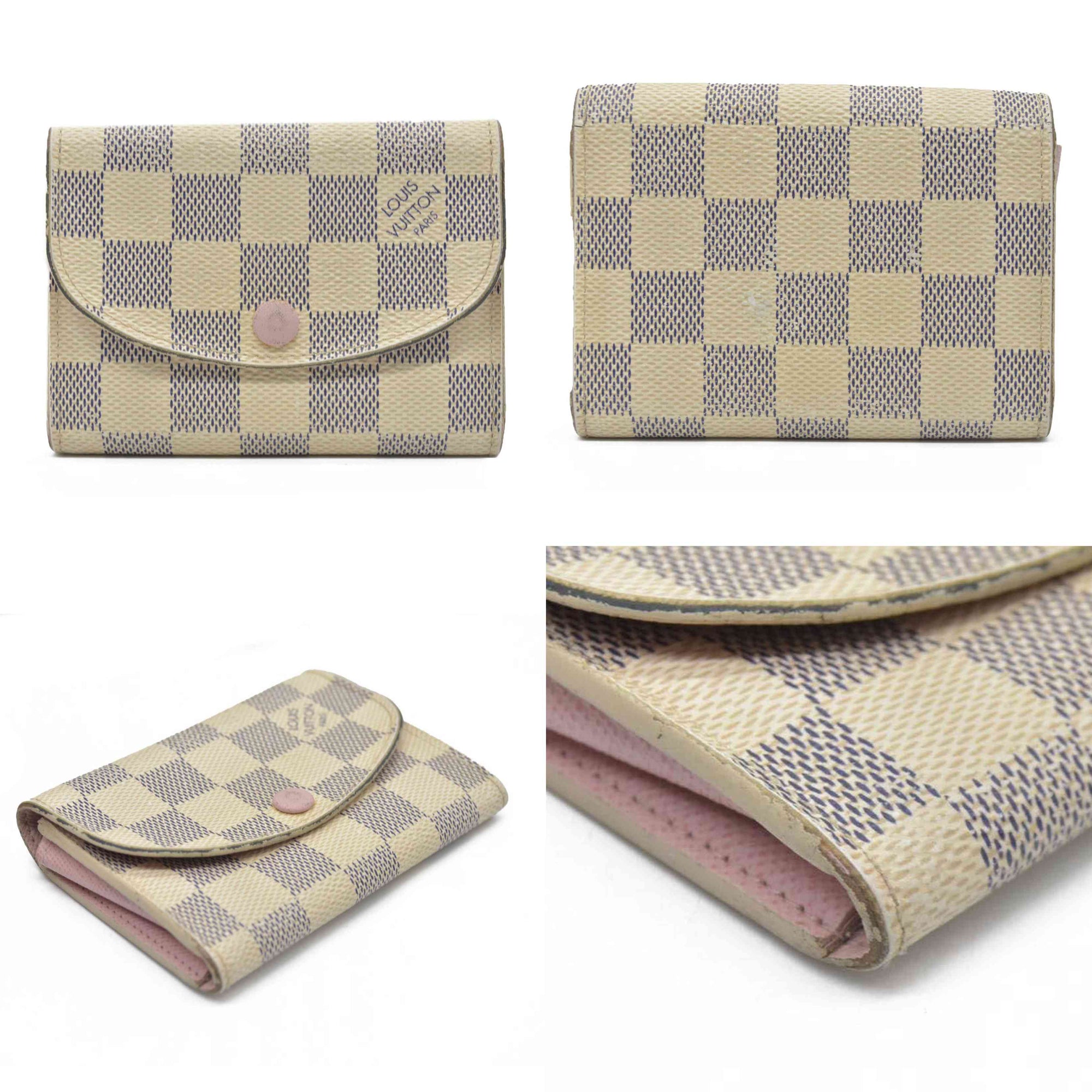 $420 LOUIS VUITTON Damier Azur Rosalie Coin Purse Wallet