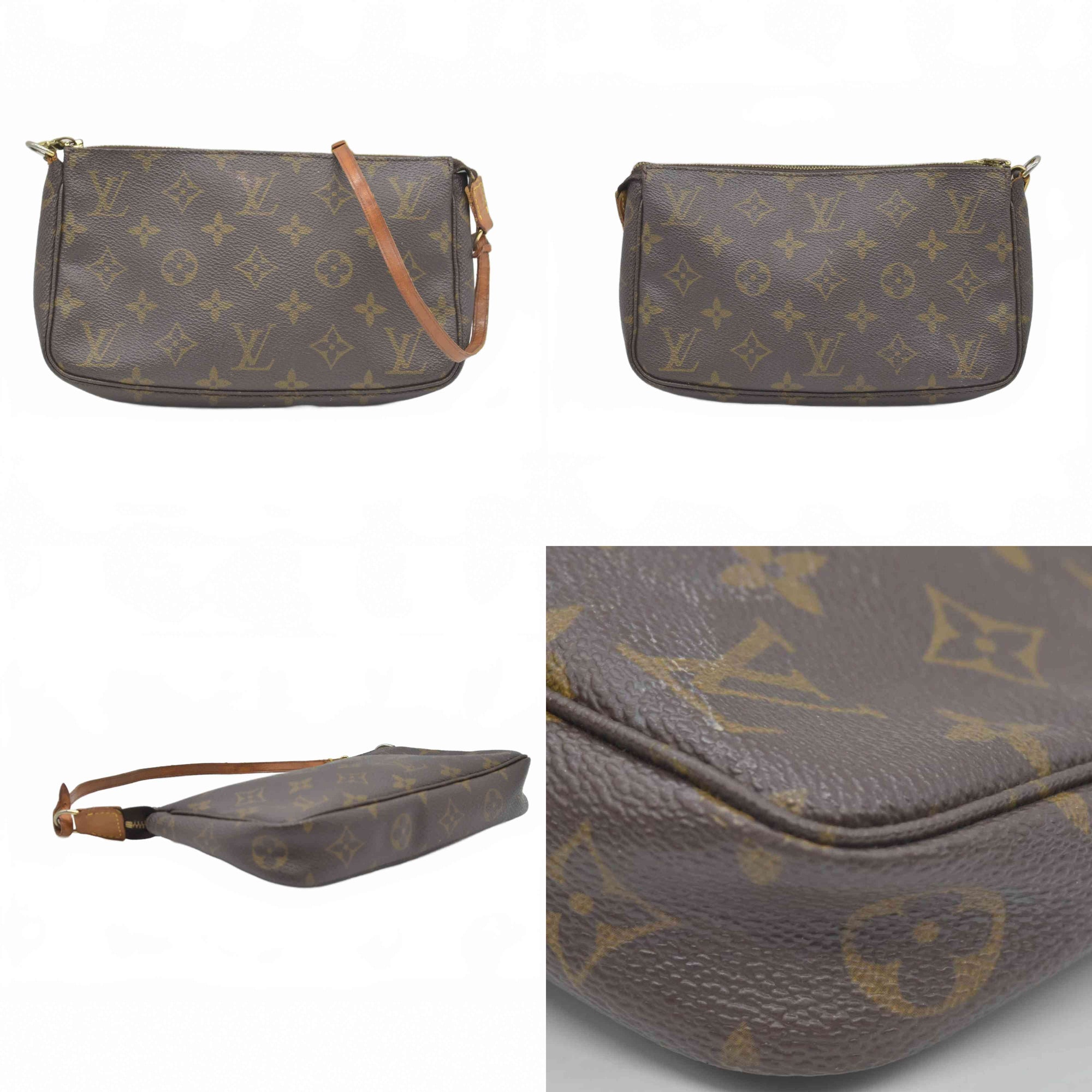 $1290 2000 Louis Vuitton LV Pochette Accessoires Brown Monogram CA0070