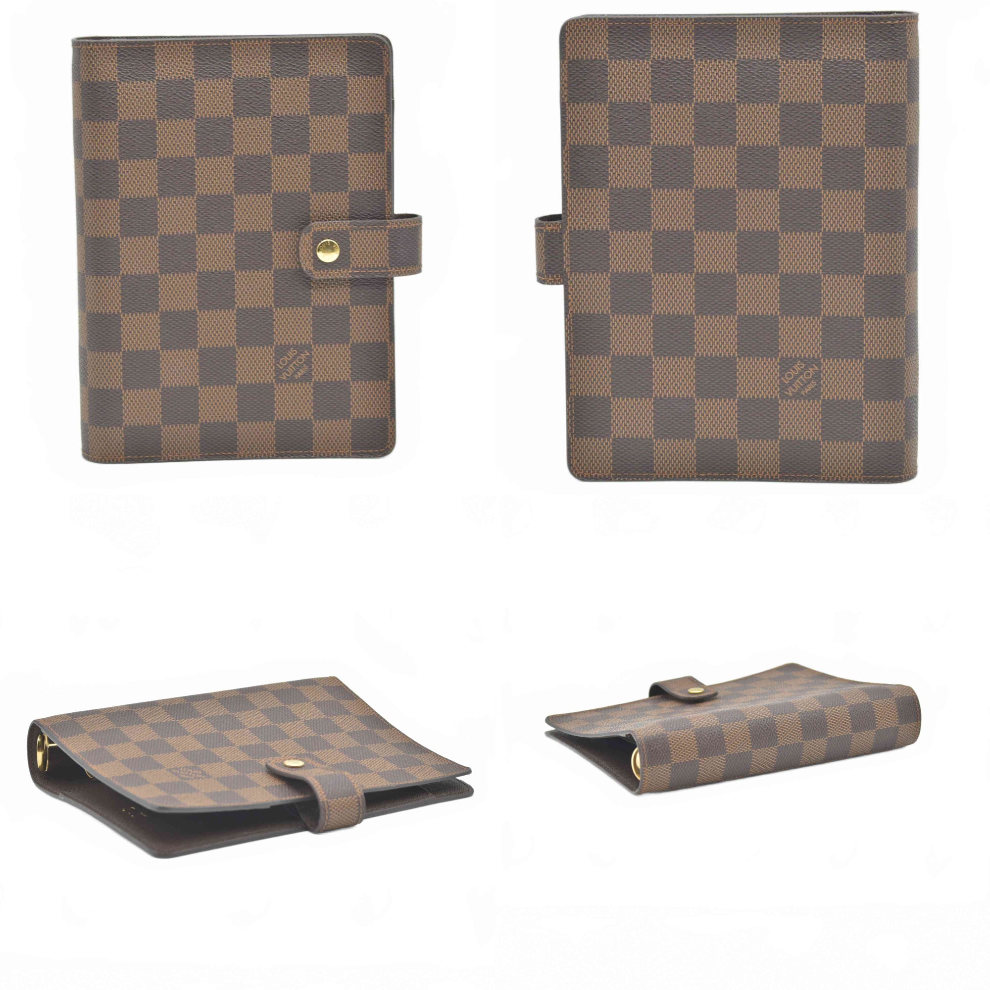 $755 2011 Louis Vuitton Damier Ebene Medium Ring Agenda Cover SP4101