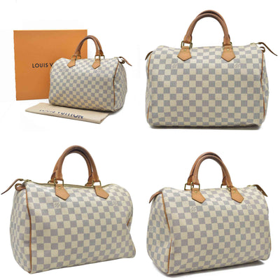 $1630 Louis Vuitton Damier Azur Speedy 30 DU4009