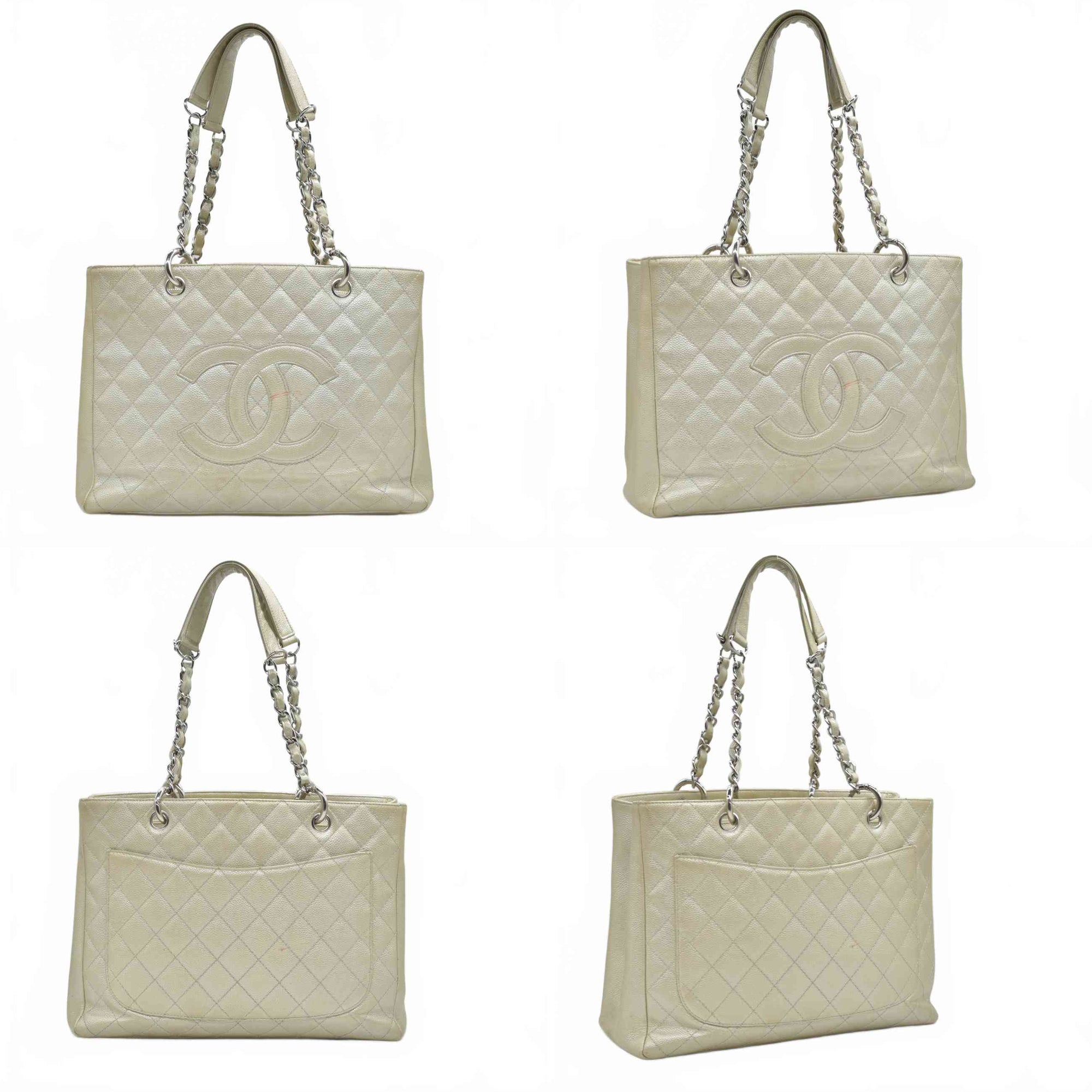 $2900 2006 Chanel Caviar Grand Shopping Tote GST Light Gold