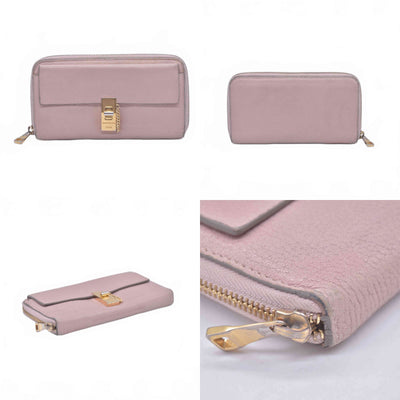 $605 2015 Chloe Long Drew Zip Around Flap Wallet Pink