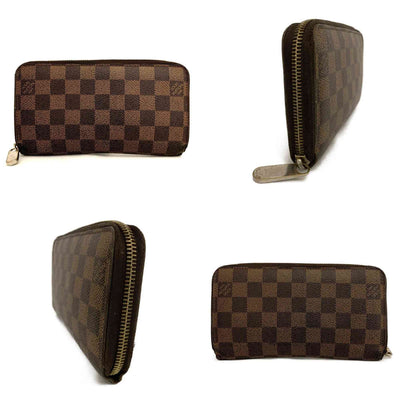 Louis Vuitton Damier Zippy Zip Around Long Wallet Purse Brown MI1146