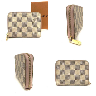 $560 Louis Vuitton Damier Azur Zippy Zip Coin Purse Wallet White TN2199