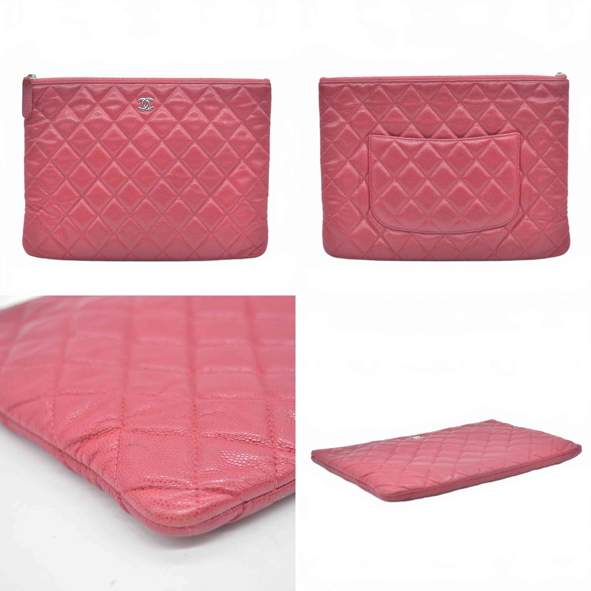 $1425 2019 Chanel Caviar Quilted Medium Cosmetic Case Red 10020303