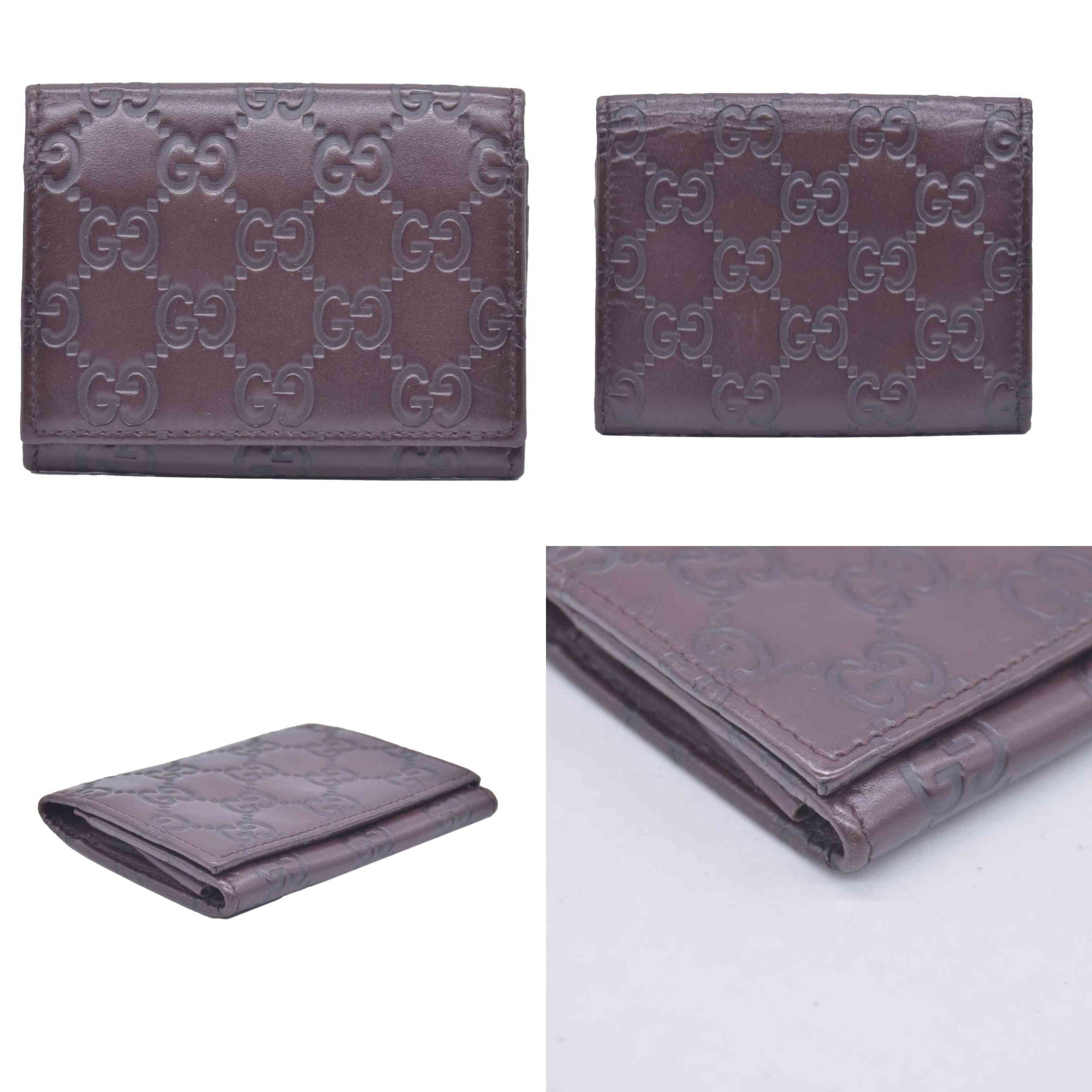 $440 Gucci Guccissima 6 Key Holder Case Dark Brown CONSIGNMENT