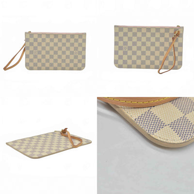 $600 Louis Vuitton Damier Azur Neverfull MM GM Pochette Rose Ballerine 10019218