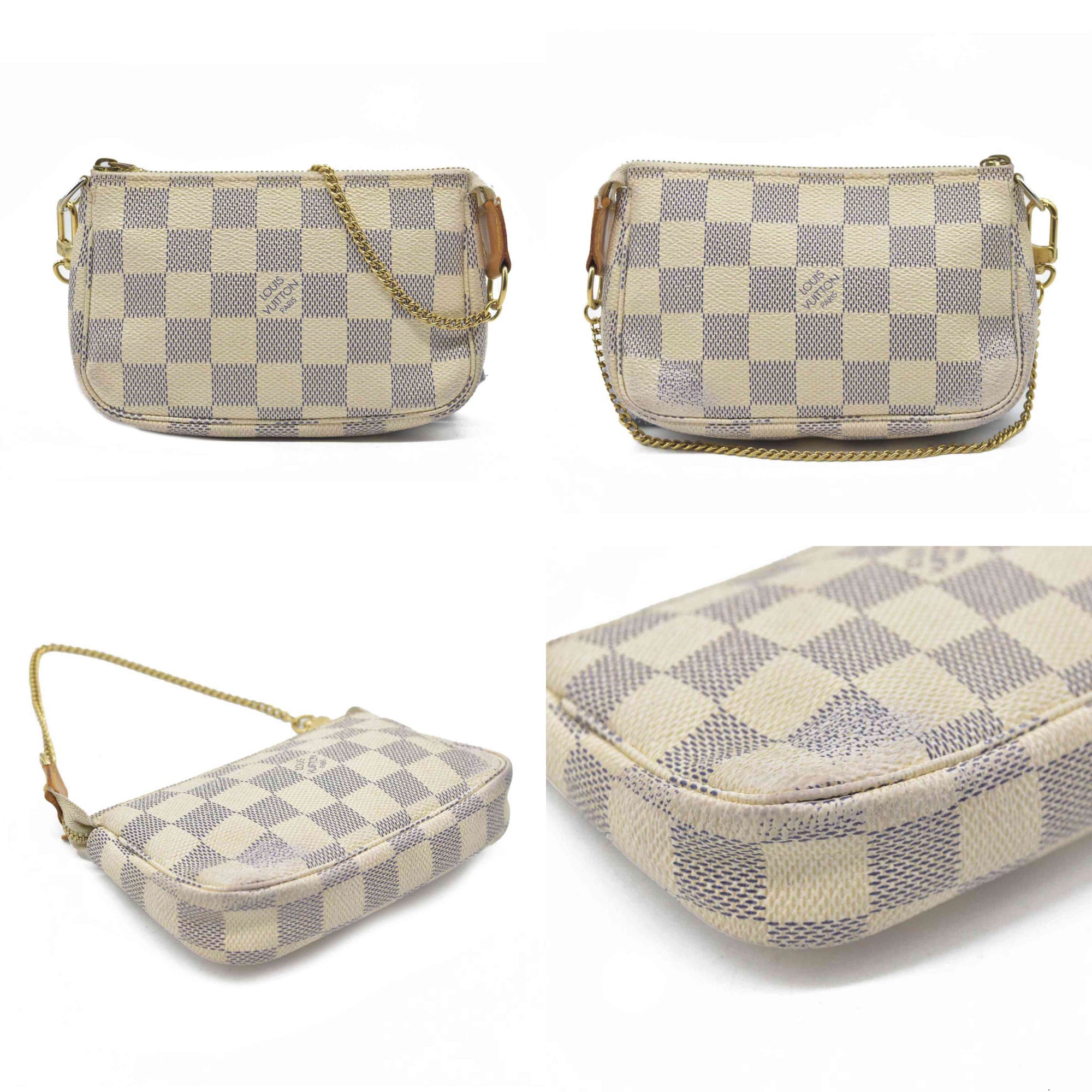 $825 Louis Vuitton  Damier Azur Mini Pochette Accessories FL0027