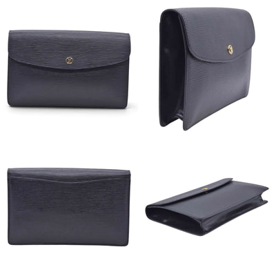 $780 1990 LOUIS VUITTON Epi Art-Deco Pochette Clutch Bag Noir Black V.I. 1920 CONSIGNMENT 10021630