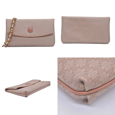 CELINE Macadam Coated Canvas Flap Clutch Shoulder Bag Tan CONSIGNMENT 10021233
