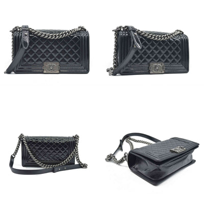 $6900 Chanel Medium Patent Boy Bag CC Logo Chain Shoulder Bag 2014