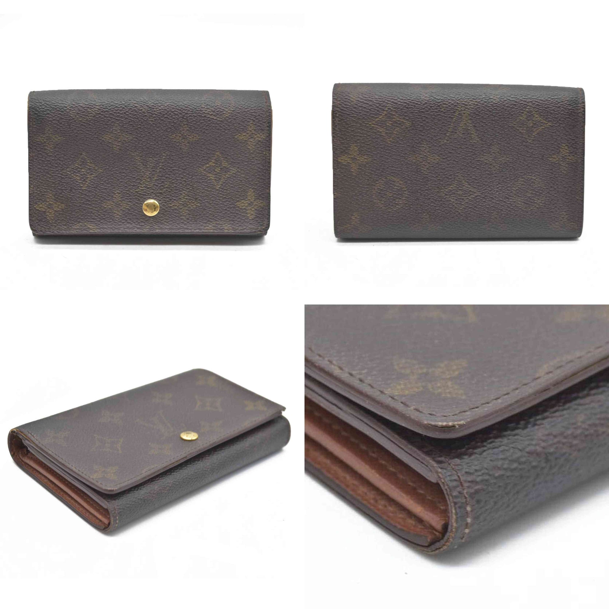 $560 Louis Vuitton Monogram Porte Monnaie Billets Tresor Bifold Wallet RA1906
