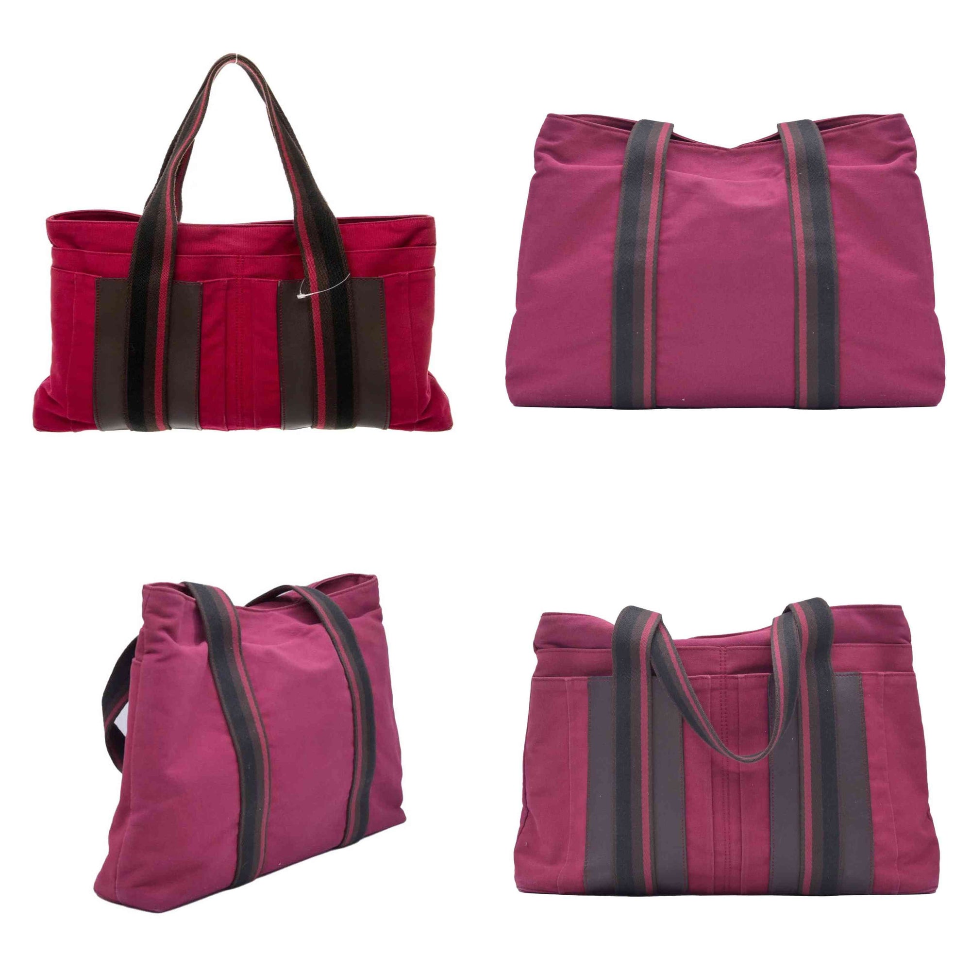 $1150 HERMES Toile Troca Horizontal MM Tote Bag Red CONSIGNMENT 10021349