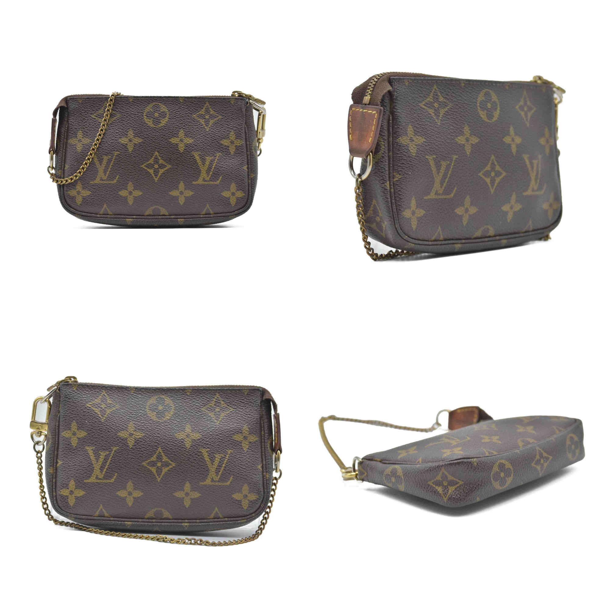 $890 2007 Louis Vuitton Monogram Mini Pochette Accessories Pouch DU4027