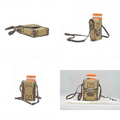 $1200 Gucci Horsebit 1955 Jumbo GG Mini Crossbody Bag Beige CONSIGNMENT