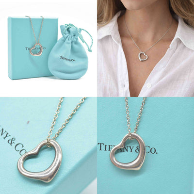 $625 Tiffany & Co. Elsa Peretti 16 mm Open Heart Pendant Sterling Silver Medium 925