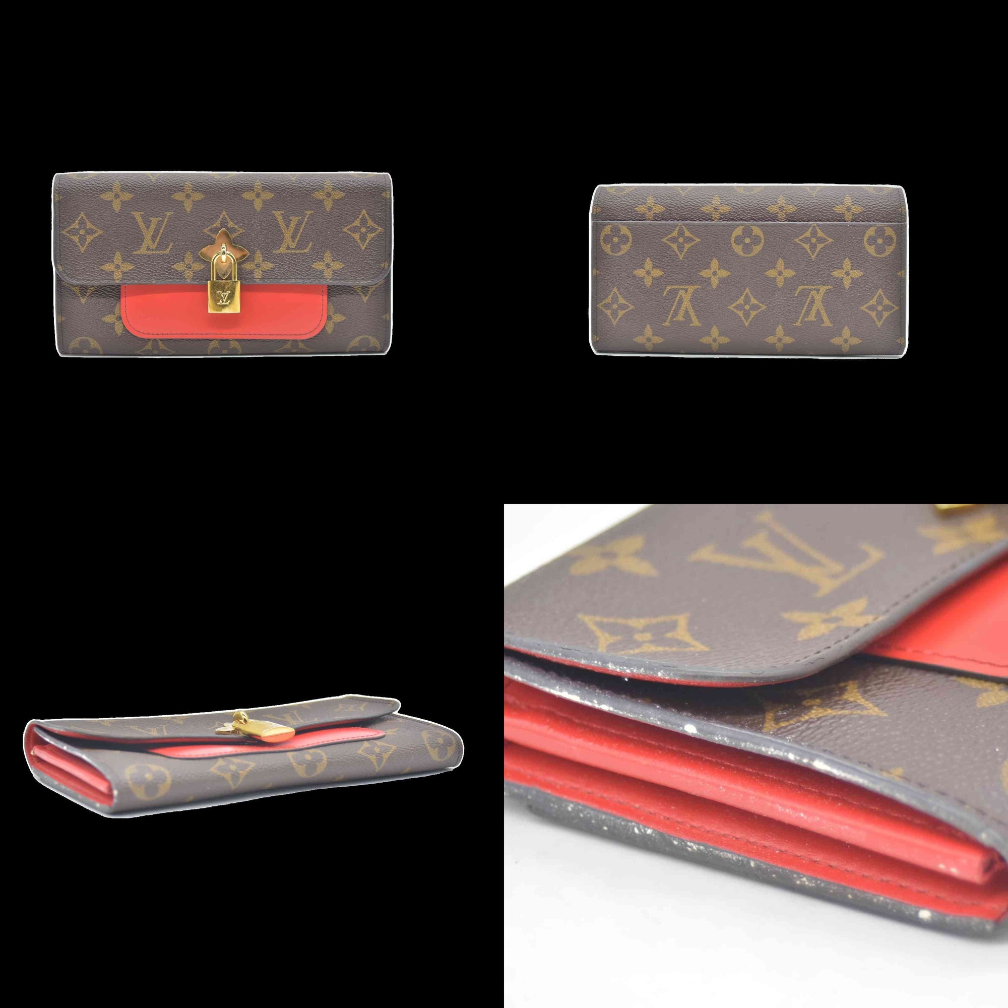 Louis Vuitton Monogram Flower Lock Long Wallet Coquelicot CA2108 CONSIGNMENT