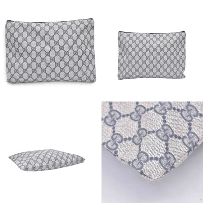 $550 GUCCI Vintage Navy GG Supreme Canvas Clutch Pouch Blue Grey CONSIGNMENT 10021218