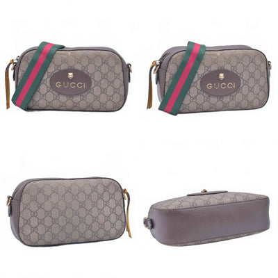 $1490 Gucci GG Supreme Monogram Web Neo Vintage Shoulder Bag Beige New Acero Crop