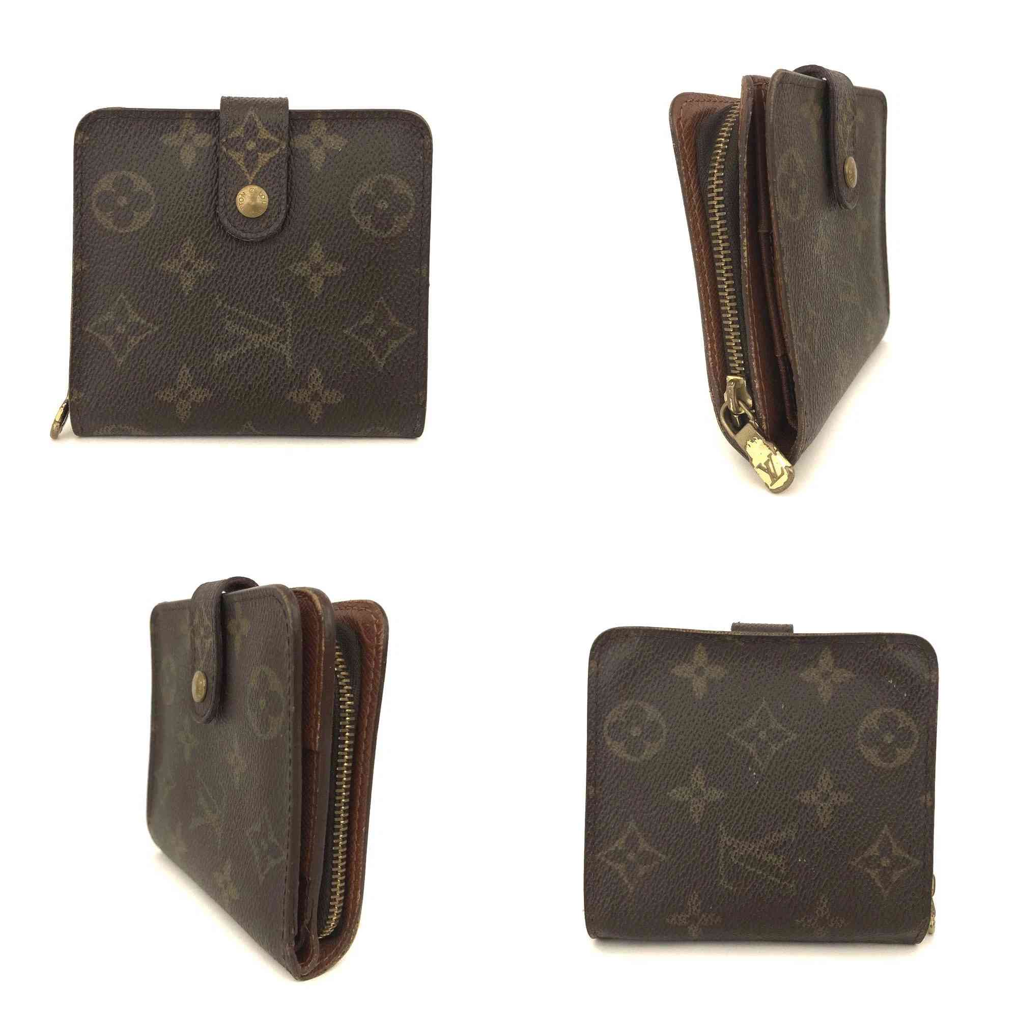 $520 2000 Louis Vuitton Monogram Compact Zip Bifold Wallet Brown CA0040 10021015